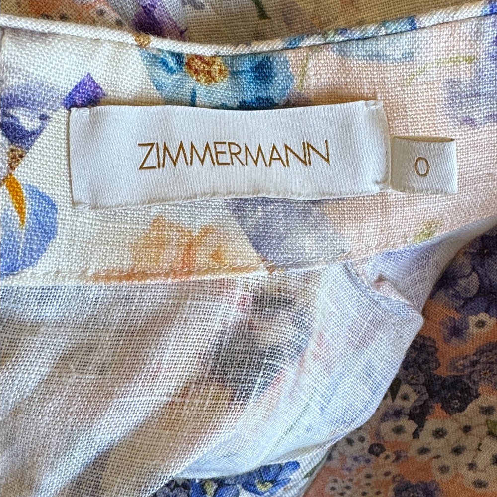 Dream Zimmermann Tama Floral Pansy Print Linen Dress 0/ XS - Picture 2 of 10